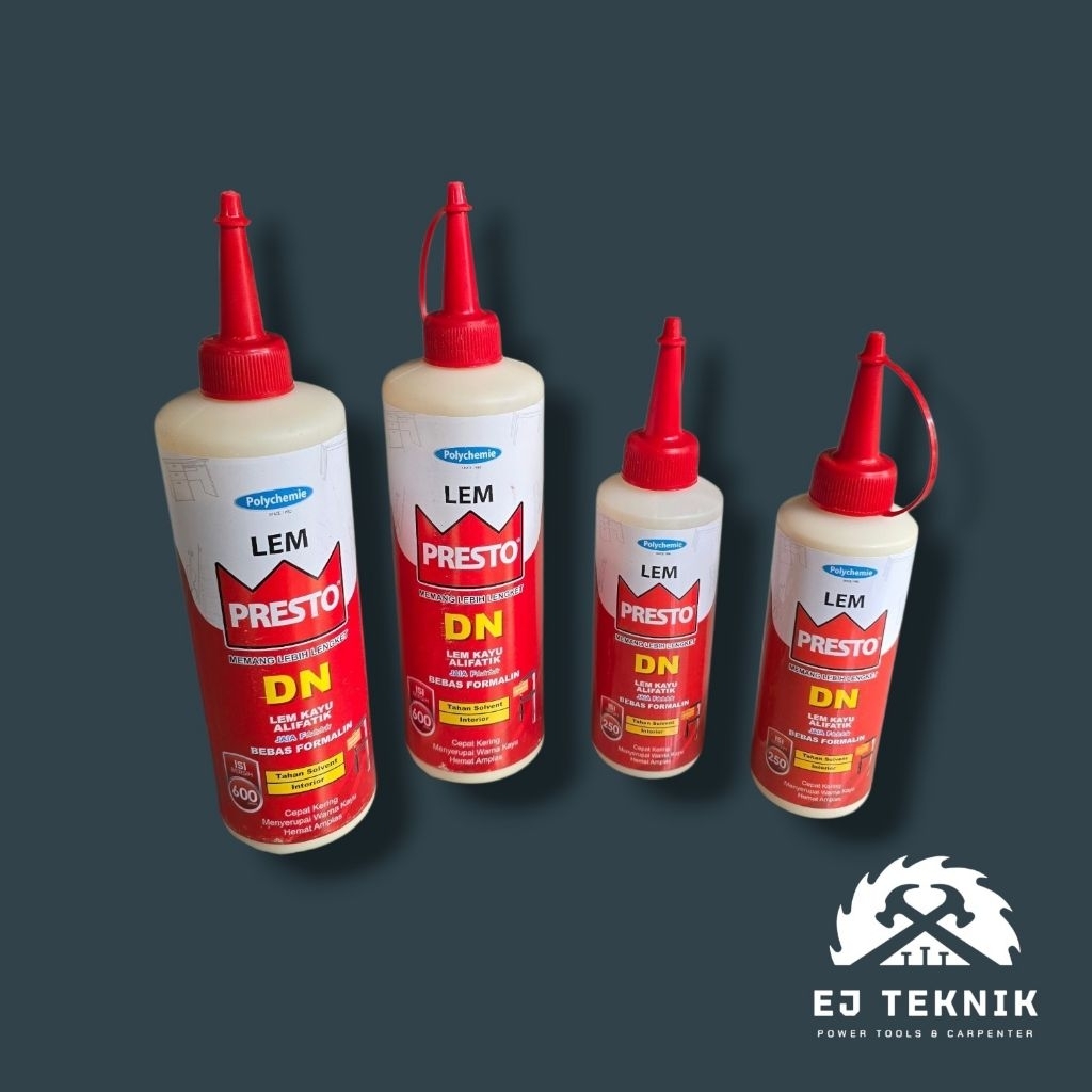 Lem Kayu Aliphatic Presto DN 600 Gram - Lem Kayu Kuat, Cepat Kering, Aman untuk Furniture