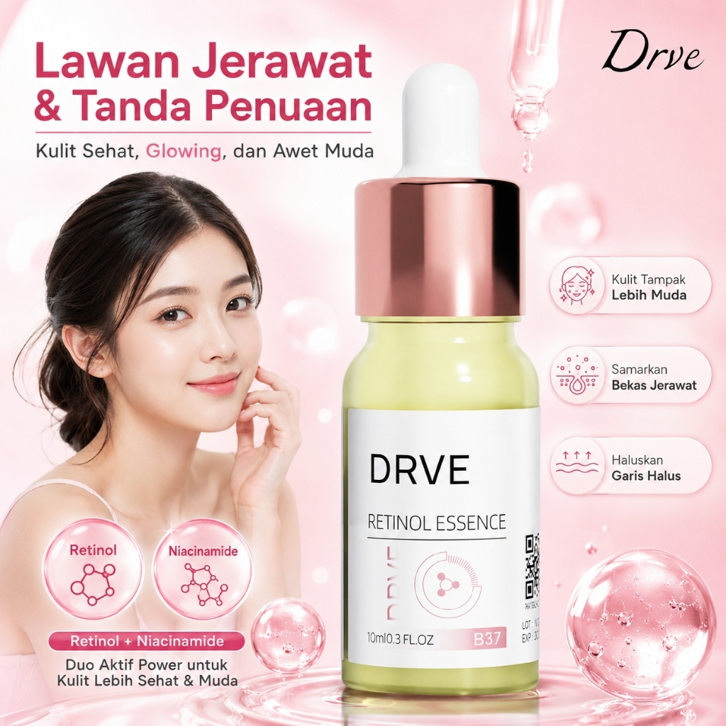 Drve Retinol Essence anti penuaan | Untuk Kulit Sensitif Mengandung Niacinamide Mencerahkan Melembab