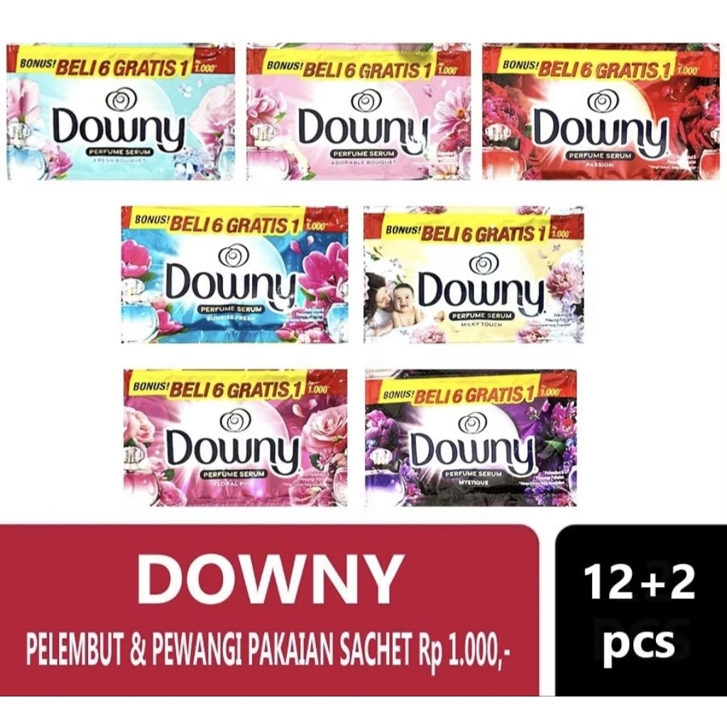 [12+2 Sachet] Downy Sachet 1000 | Pewangi Pakaian Renceng