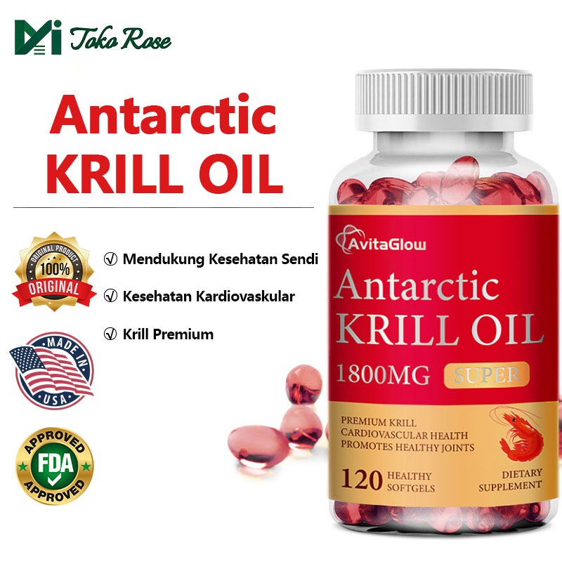 AvitaGlow Antarctic Krill Oil 1800MG Suplemen Minyak Krill Untuk Kesehatan Jantung Dan Sendi