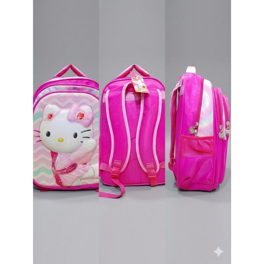 Italy Bags - Tas Ransel Anak Perempuan Alto Karakter Hello Kitty 3D Timbul - Tas Sekolah TK SD