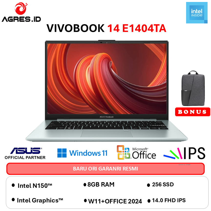 Asus Vivobook GO 14 E1404TA-VIPS1821M Intel N150 - RAM 8GB 256GB W11+OHS 14"FHD IPS