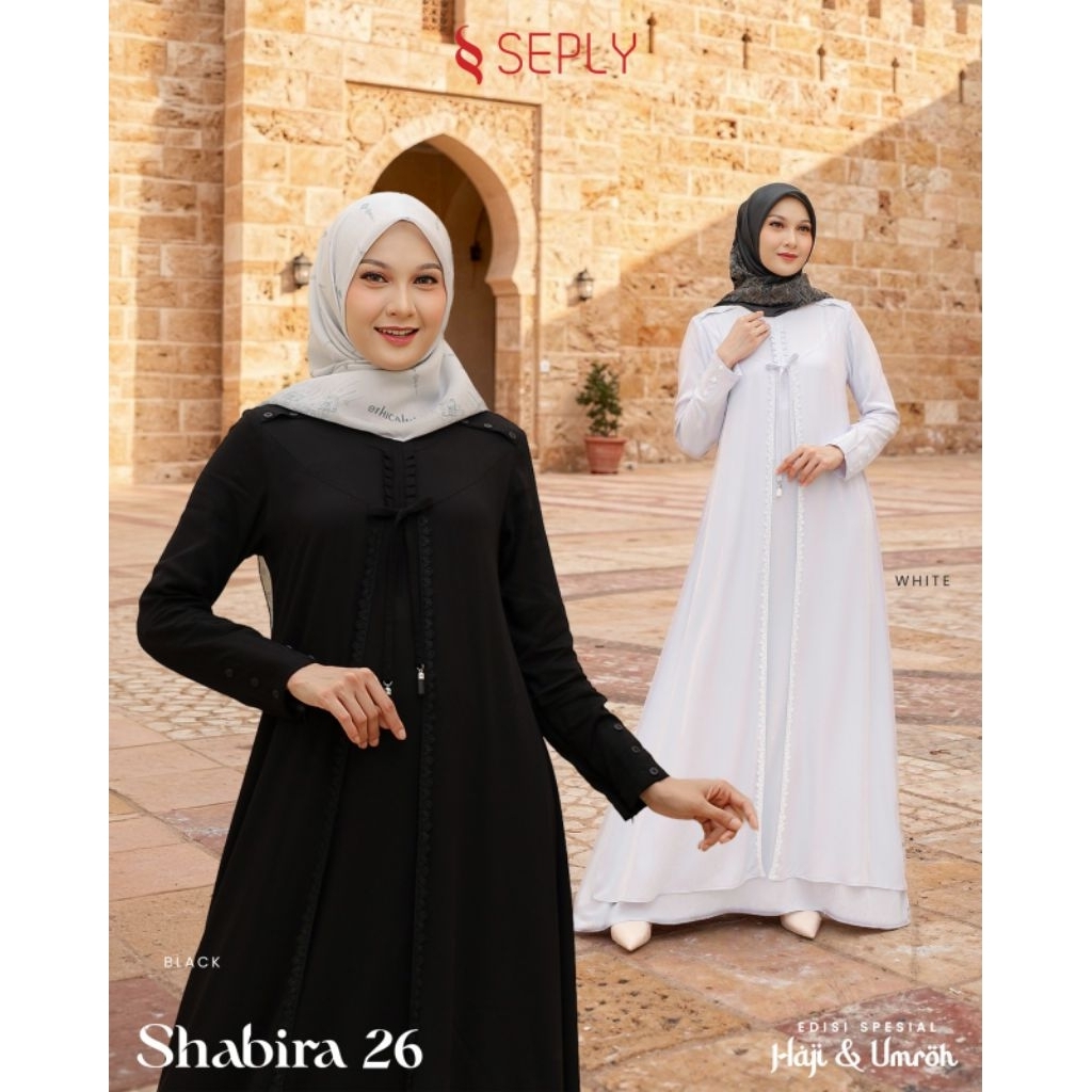 GAMIS SEPLY SHABIRA 26 GAMIS POLOS HITAM PUTIH GAMIS UMROH