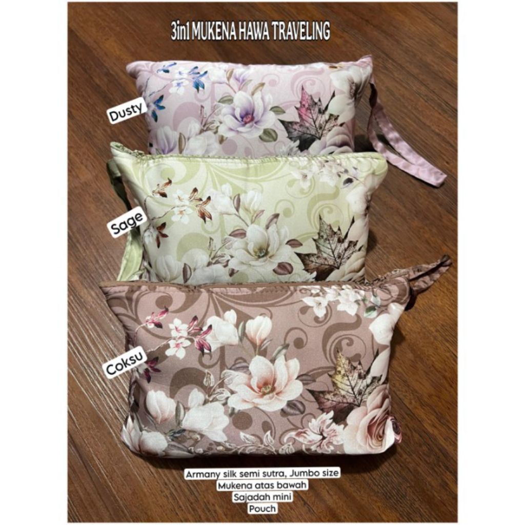 3in1 Mukena HAWA traveling | mukena silk | mukenah premium | mukena putusan motif