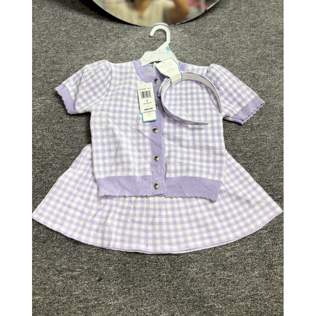 • BABYLURAIN • Set Rok Anak Rajut Lilac Kotak - RACHEL ZOE