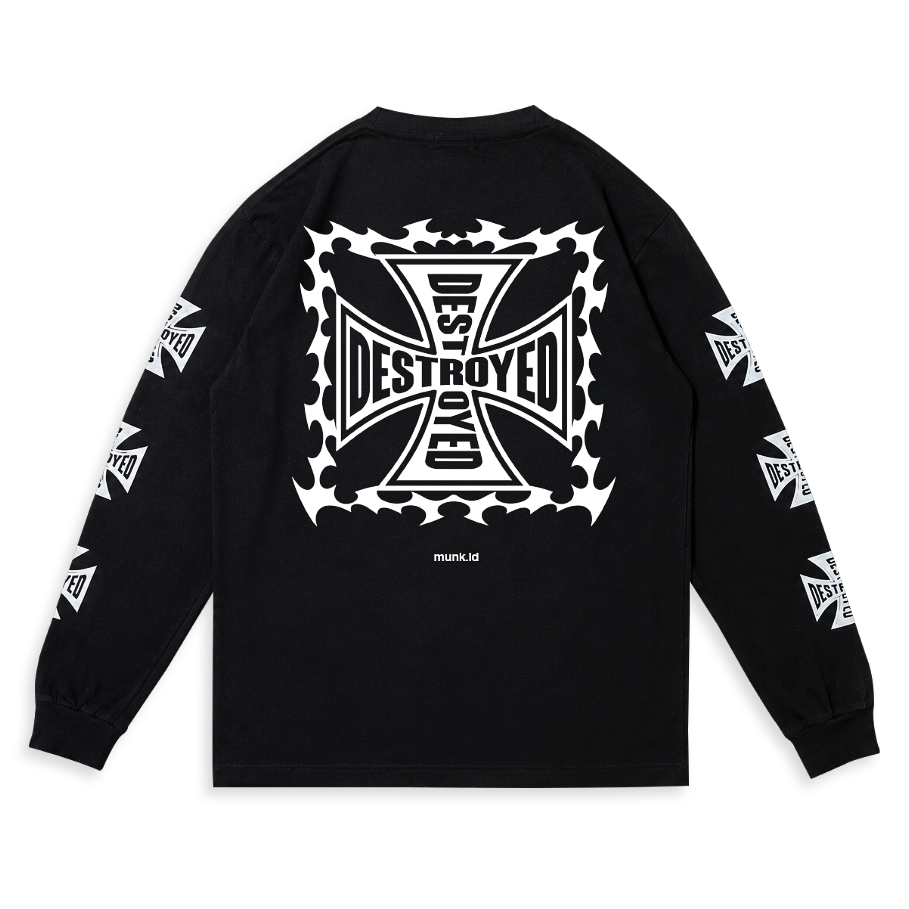 Munk.id - Kaos Lengan Panjang Destroyed Long Sleeve Black