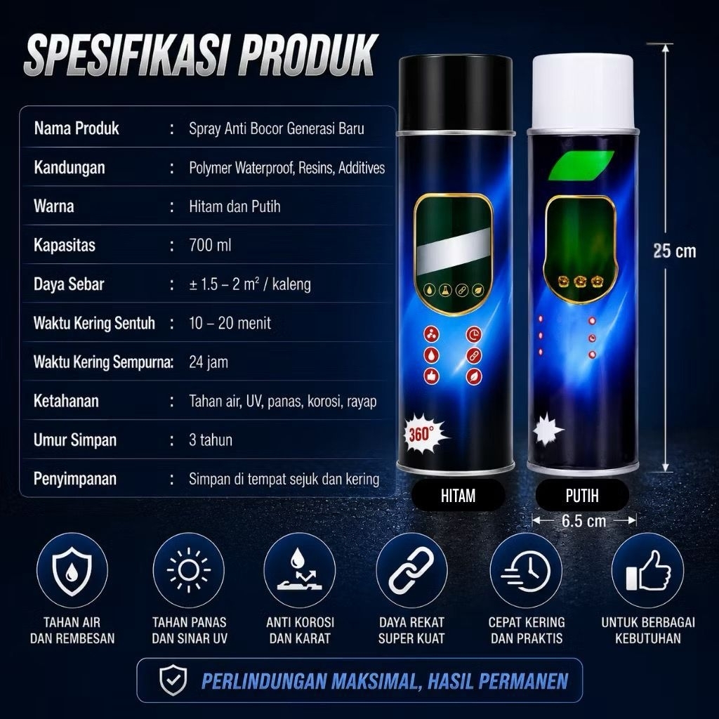 {YM} Spray anti bocor Waterproof spray seal anti bocor Lem Penambal bocor 700ml