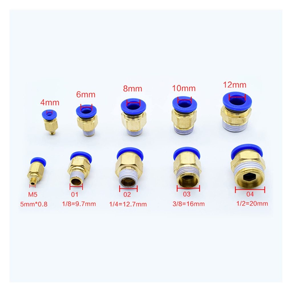 FITTING PNEUMATIC LURUS MALE DRAT MPC SLIPLOCK PC4-M5 / PC4-01/ PC4-02 / PC6-M5 / PC6-01 / PC6-02 / 
