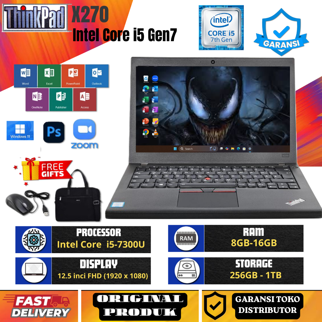 LAPTOP LENOVO THINKPAD X270 i5 GEN7 GRATIS TAS DAN MOUSE