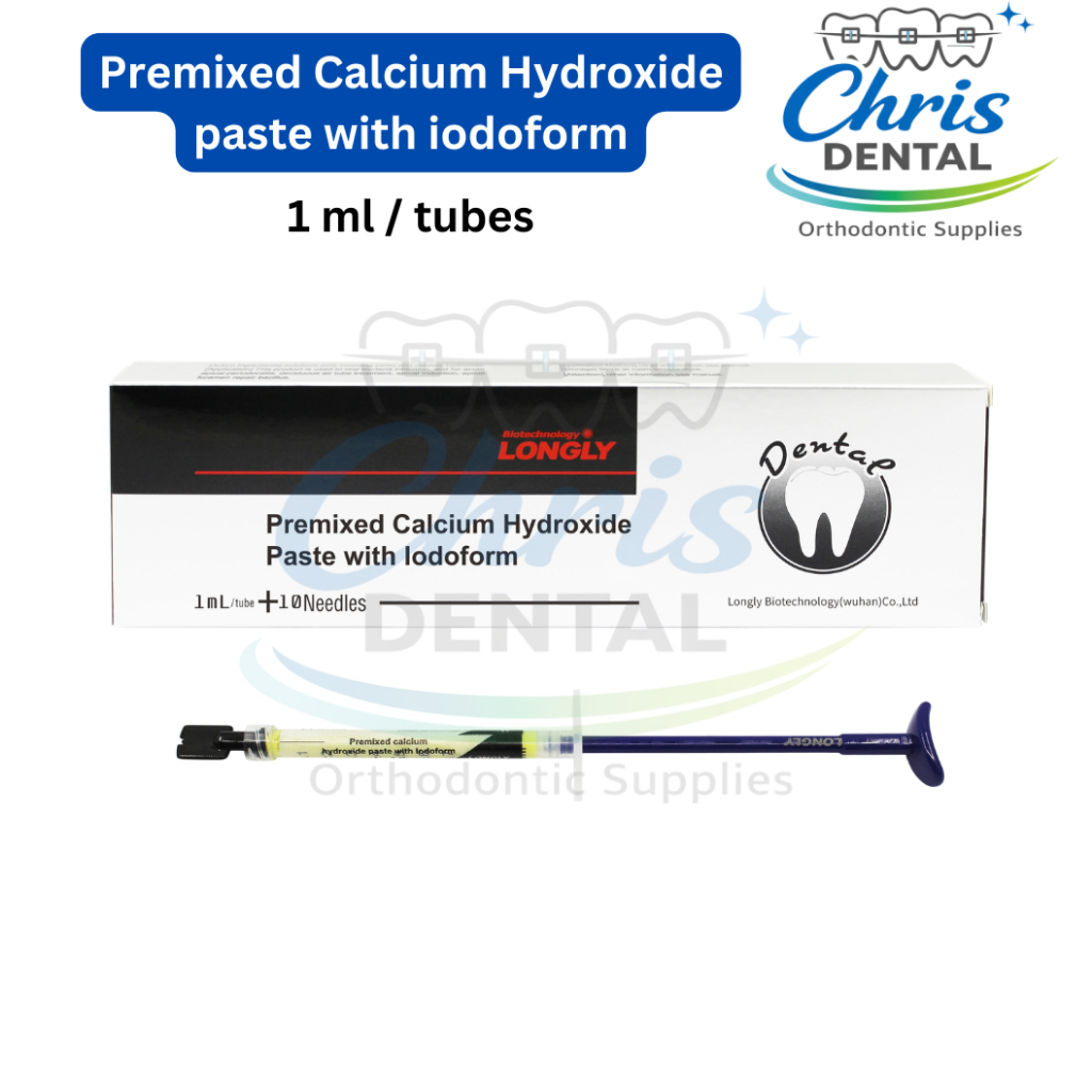 Calcium Hydroxide Paste iodoform Premixed 1mL / Tubes + 10 Needles Longly | Ca(OH)2 iodoform Dressin