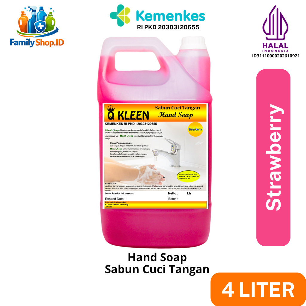 Q KLEEN Sabun Cuci Tangan 4 Liter Handsoap Antibacterial