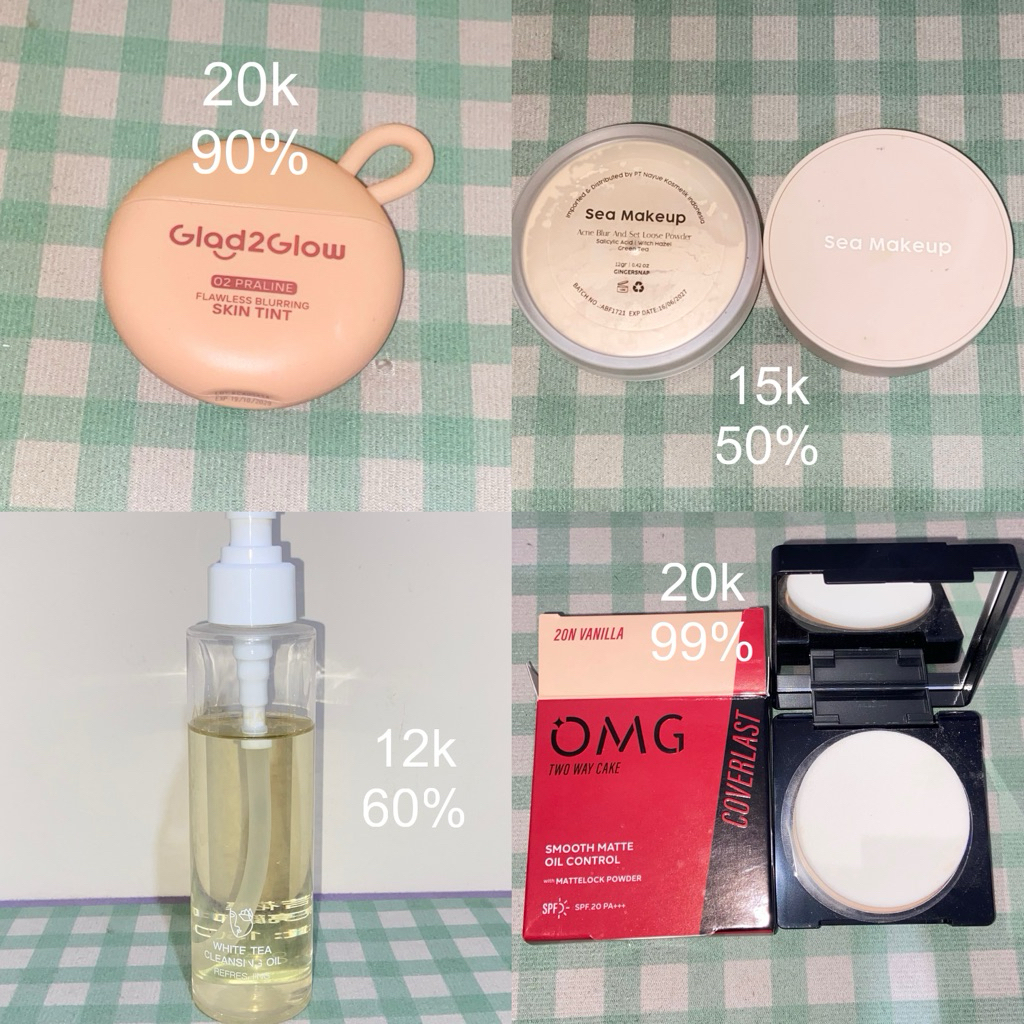 PRELOVED OMG two way cake coverlast/ sea makeup loose powder/skin tint g2g praline/cleansing oil AKI