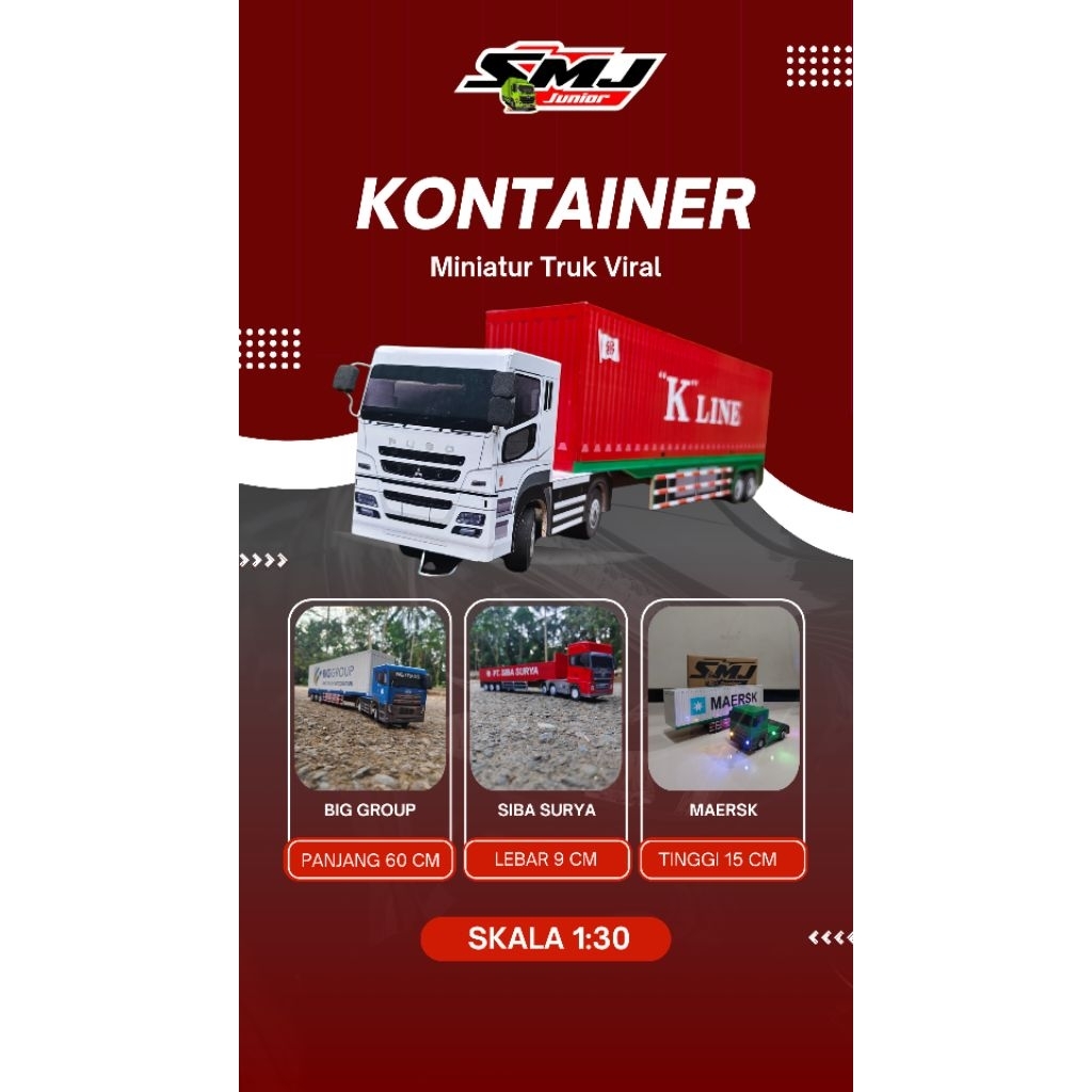 Miniatur Truk Trailer Kontainer #Miniatur Truk #Kontainer#100 produk LOKAL#