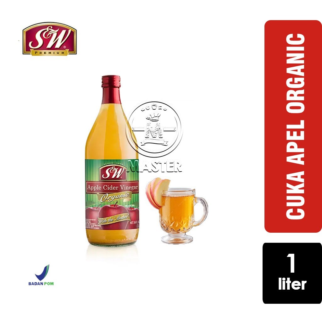 S&W SW Apple Cider Vinegar Organic / Cuka Apel Organik [Botol Kaca 1L]