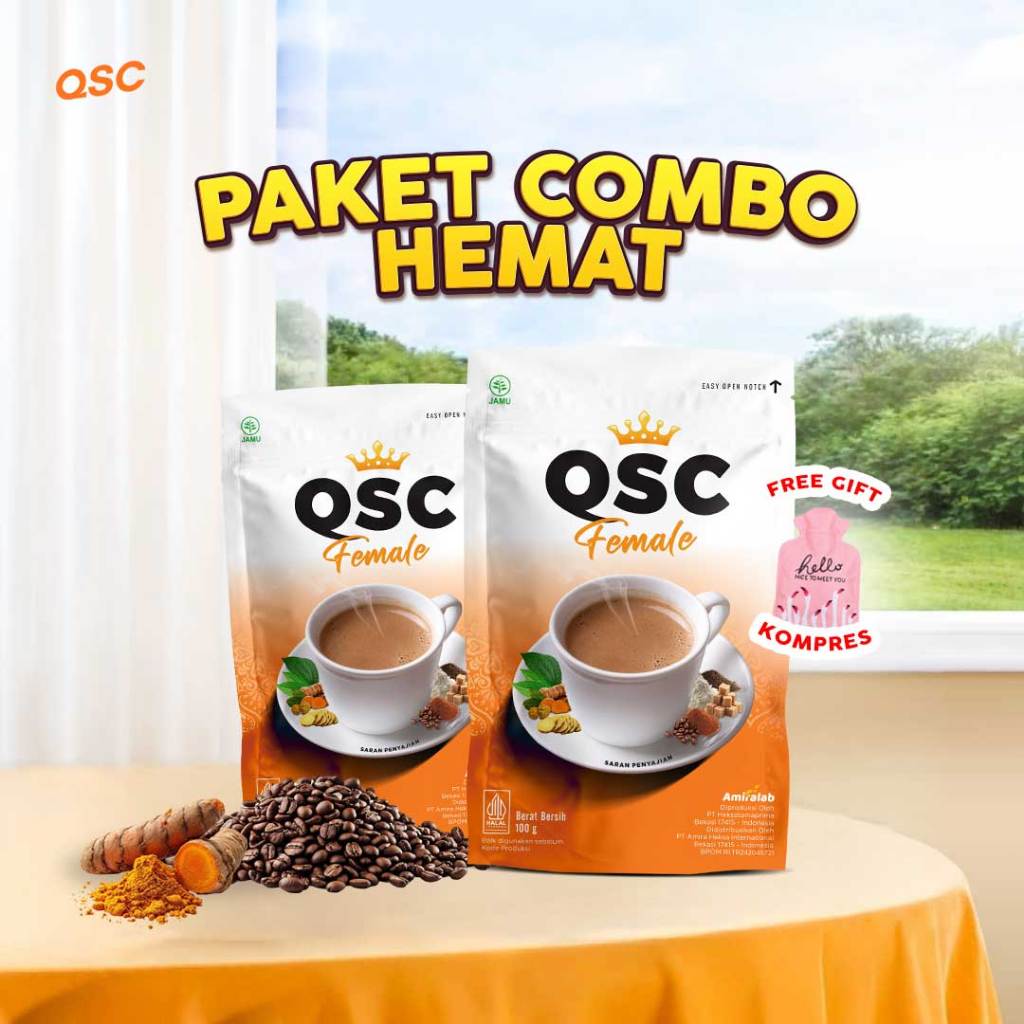 PAKET HEMAT 2 POUCH (FREE COMPRESS BAG) AMIRALAB QSC FEMALE Obat Pelancar Haid Minuman Kopi Menstrua