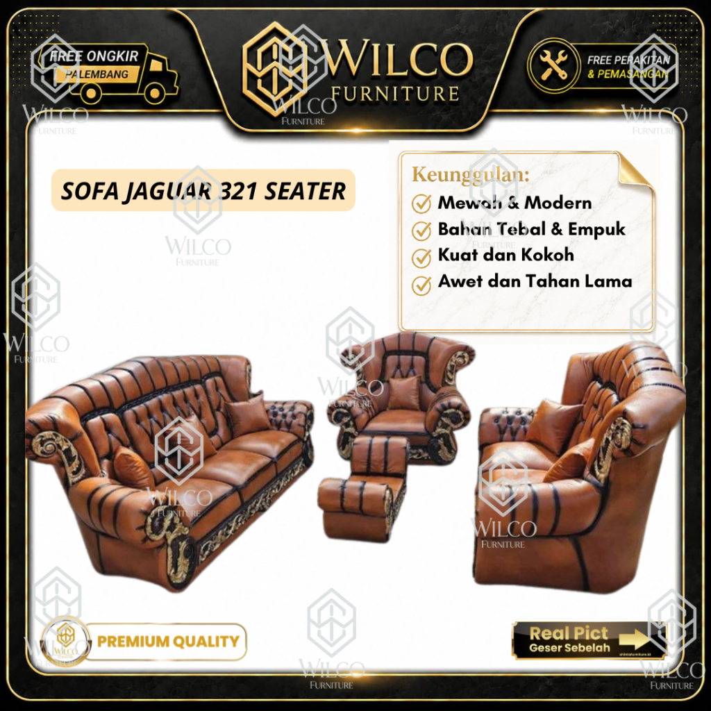 Sofa Jaguar 321 Seater | Sofa Tamu Arjuna Sofa Kulit Dudukan 321