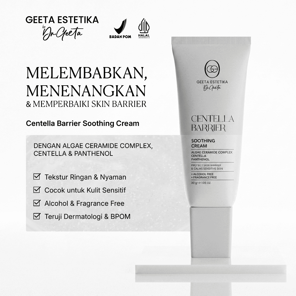 GEETA ESTETIKA By Dr Geeta Centella Barrier Soothing Cream 50gr | Pelembap Wajah untuk Kulit Sensiti