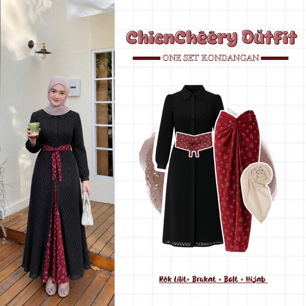 One Set Kondangan Remaja Terbaru Dan Kekinian ( Rok Lilit + Tunik + Bella Square )  SET TC-318