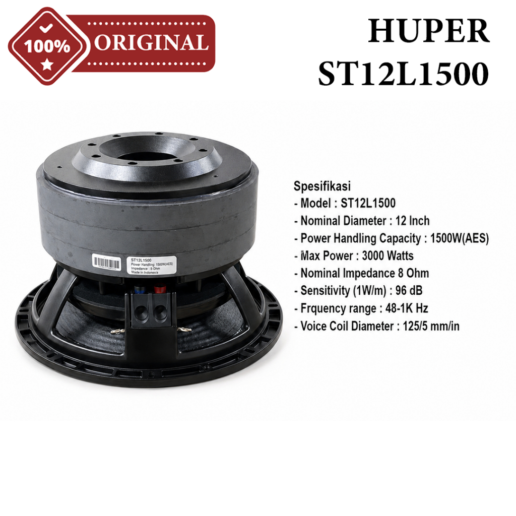 Komponen Speaker 12 Inch HUPER ST12 L1500 | ST12L1500 Triple Magnet Original