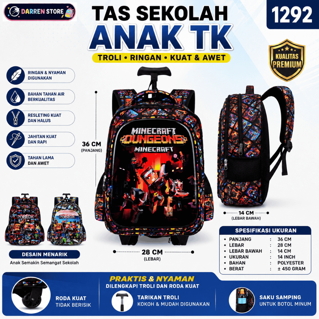Tas Trolley Anak SD 16 Inch roblox