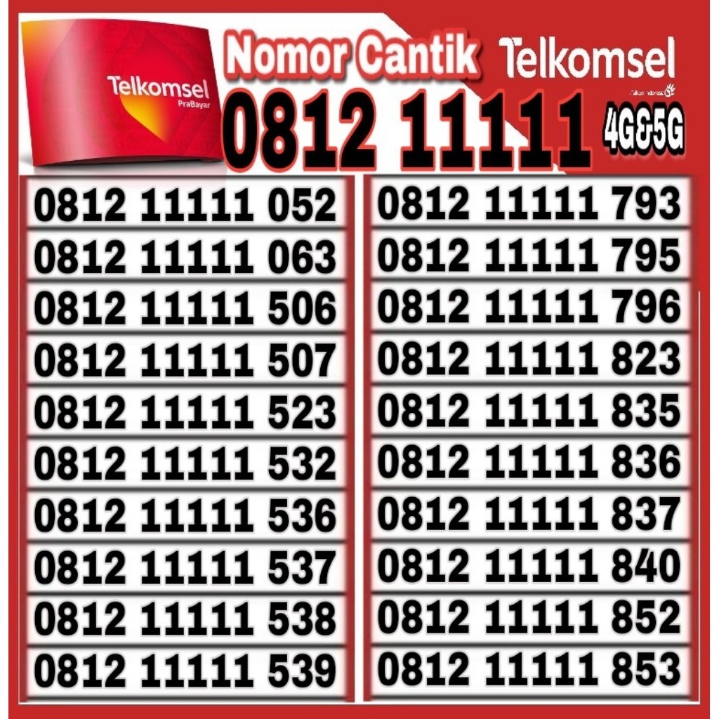 NOMOR CANTIK TELKOMSEL SIMPATI 4G LTE 11111 - O812 11111