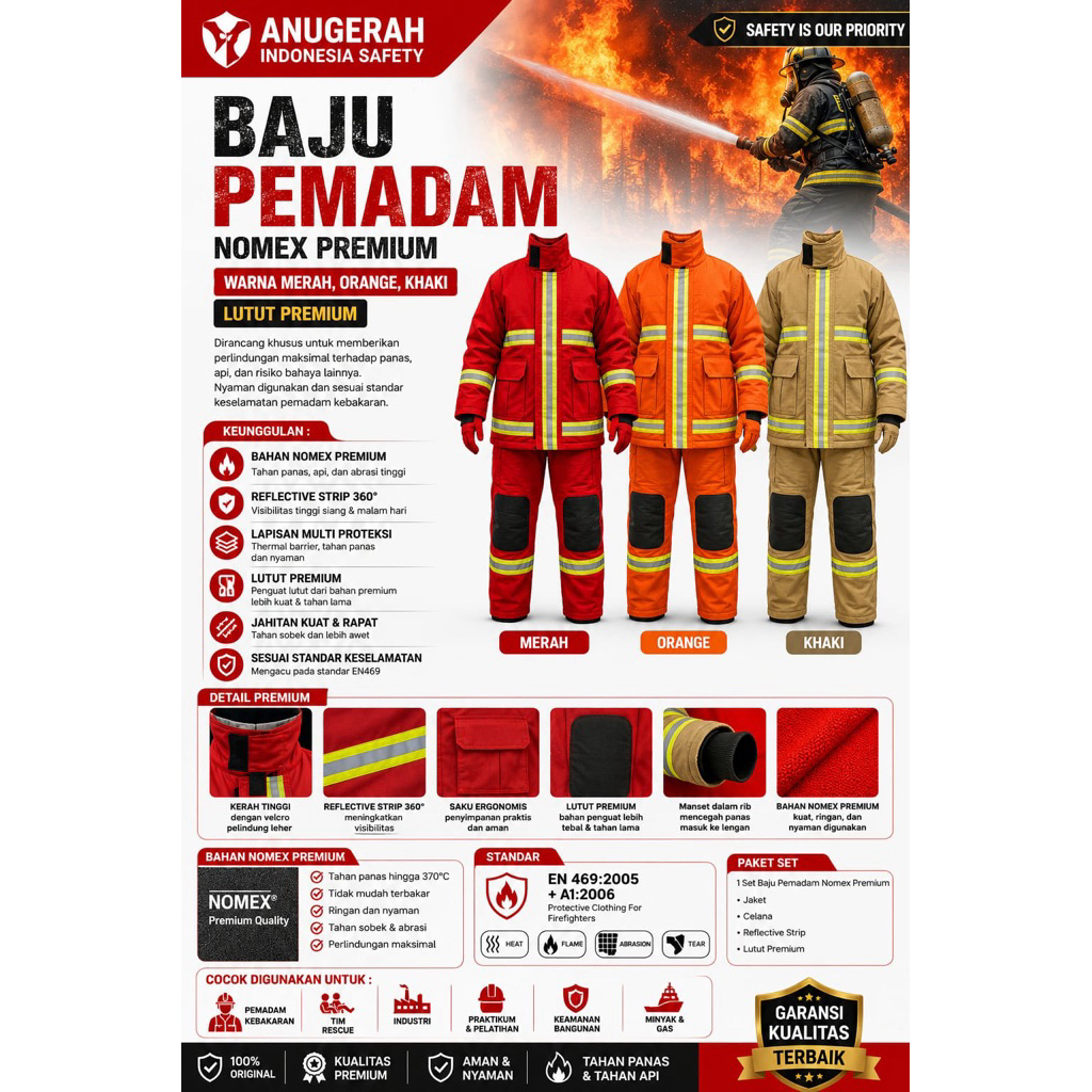 BAJU PEMADAM KEBAKARAN NOMEX PREMIUM / BAJU PEMADAM BRAND NOMEX ORIGINAL PROMO