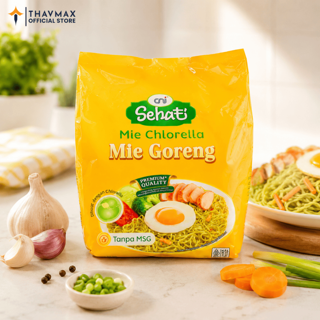CNI Sehat Mie Chlorella Mie Goreng Original | Mie Instan Sehati Tanpa MSG | Mi Hijau Premium CNI