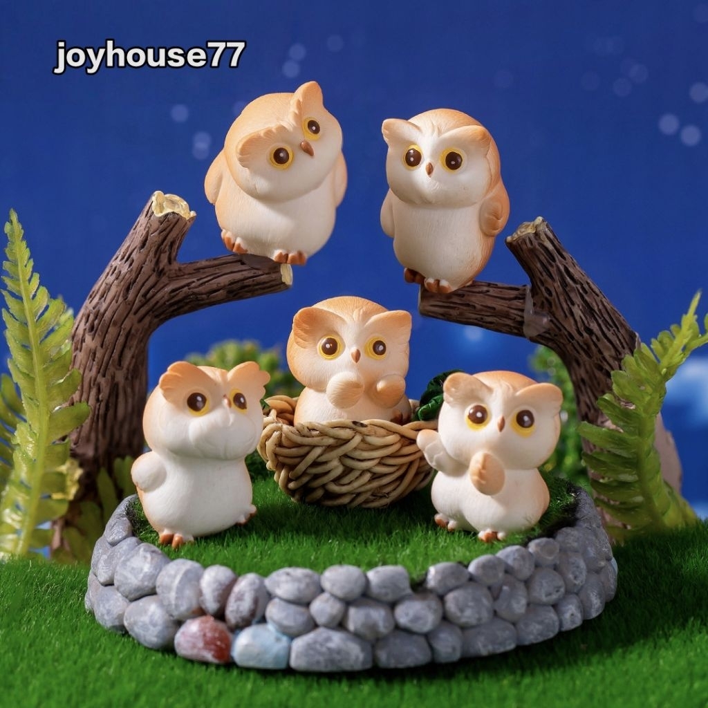 Miniatur Owl Burung Hantu dan sangkar Bahan Maket Prakarya Diorama Landscape Dekorasi Topper Kue Mai