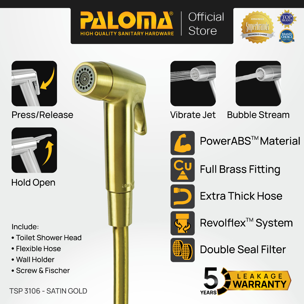 PALOMA TSP 3106 Toilet Shower Jet Washer Jet Shower Bidet Spray Semprotan Cebok Bilas Kloset Closet 