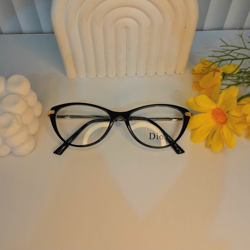 Kacamata Minus Paket Lensa + Frame Merk Dior Model Frame Cat Eye Kekinian - Bisa Photocromic