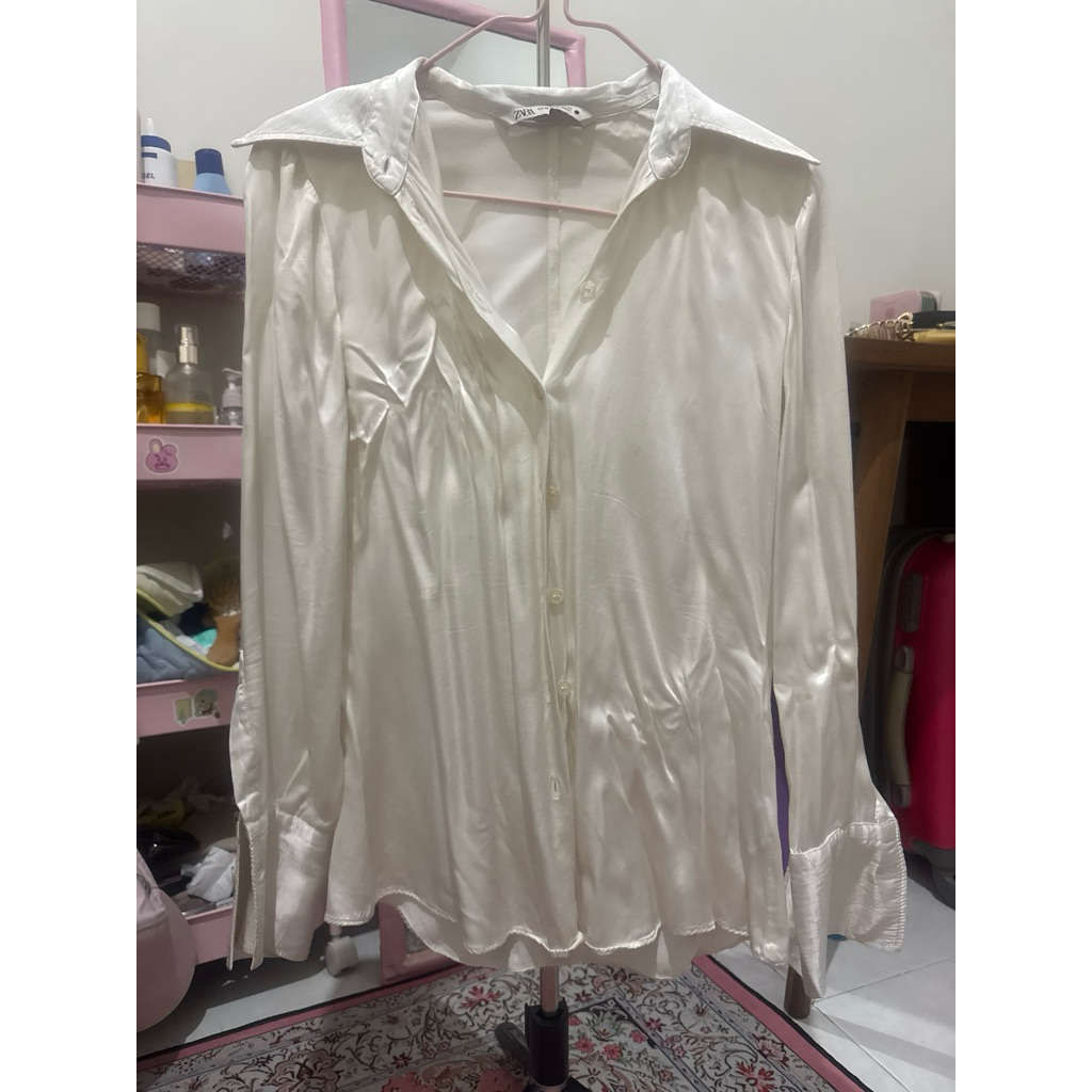 preloved zara satin shirt