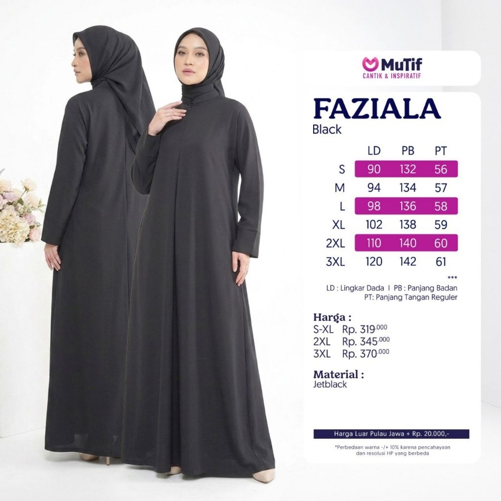 Mutif Gamis Faziala | Gamis Mutif  Hitam Polos Putih Polos Terbaru 2026| Gamis Kekinian Mutif | Gami
