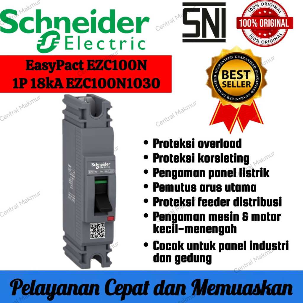 Original MCCB Schneider EasyPact EZC100N 1P 30A EZC100N1030 MCCB 1 Phase 1 Pole EZC 100 N 30 Amper