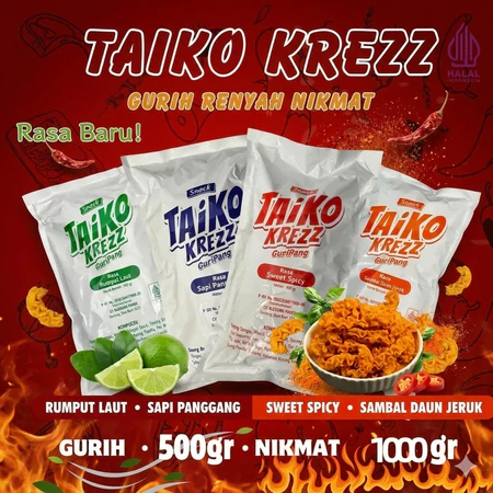 COD Taiko Krezz Guripang 500g Sapi Spicy Rumput laut camilan puffed makanan puffed dari bahan baku b
