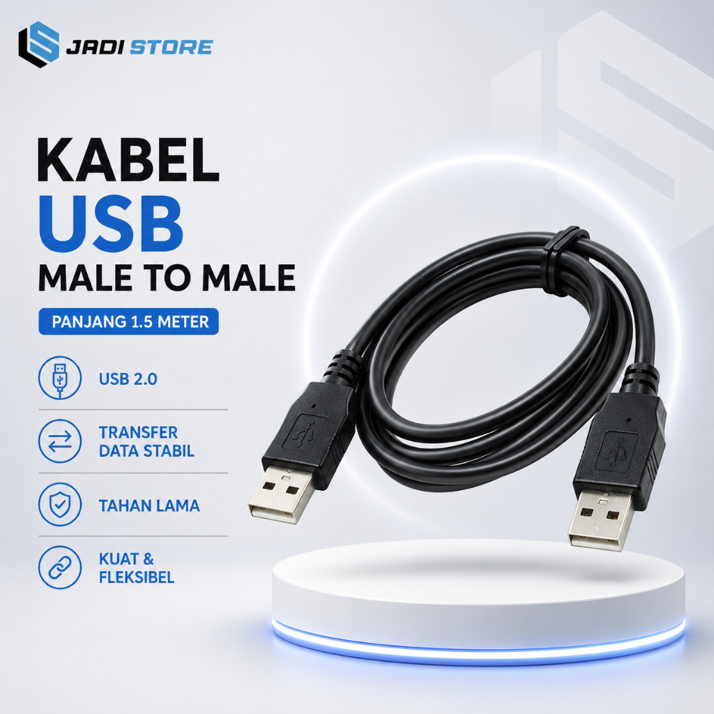 Cabel Cable Kabel USB Male to Male 1.5M 1.5 Meter 1.5 M Kabel Male to Male Kabel Male Male Kabel Mal