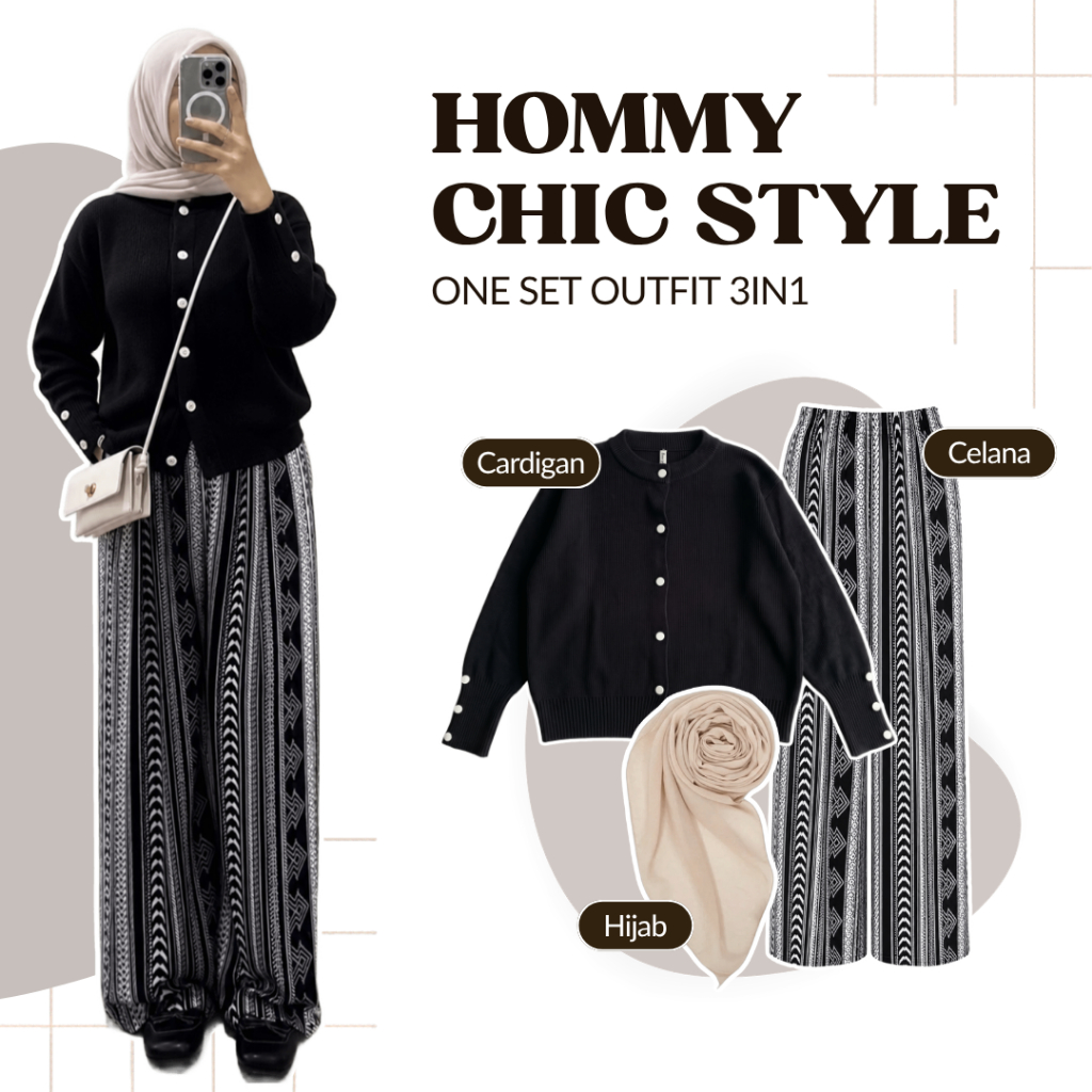 Outfit Set Wanita Remaja | Cardigan, Celana, Hijab | Outfit Casual Wanita, Baju cewek, OOTD Wanita