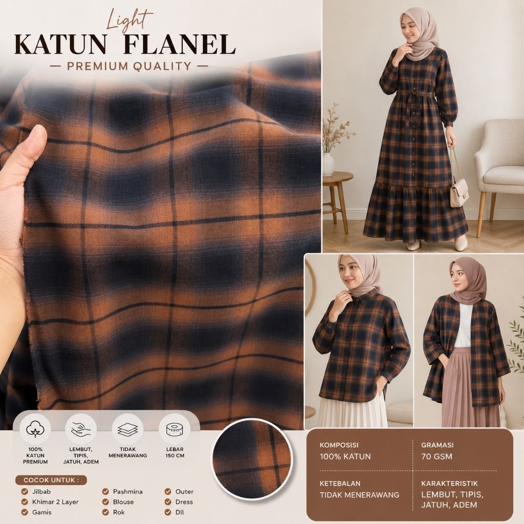Kain katun flanel kotak ~ katun flanel motif kotak ~ kain katun flanel UNIQLO