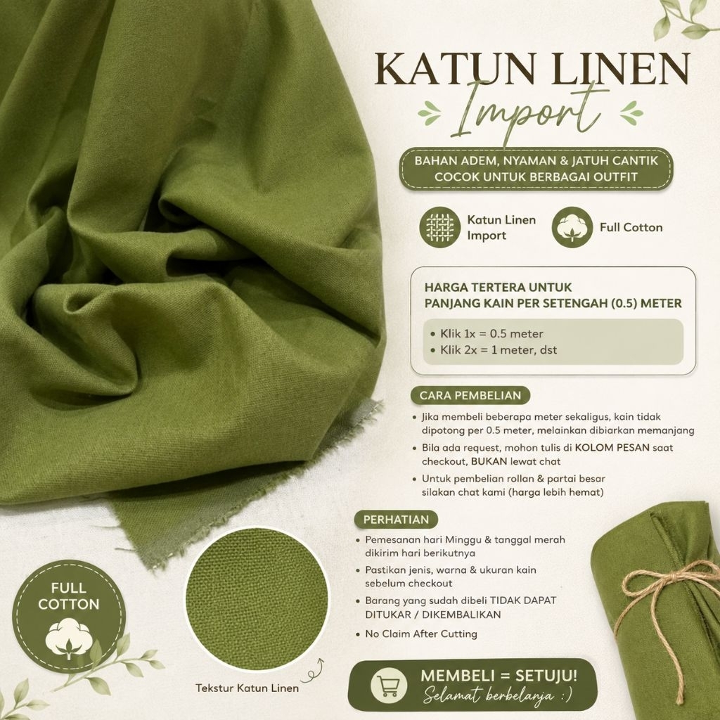 Kain Katun Linen - Kain Linen Original - Kain Pure Linen