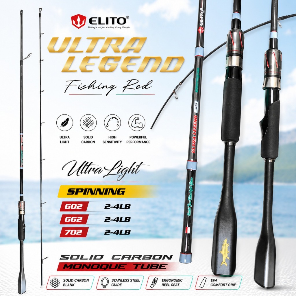 Joran Spinning Ultra Legend Elito 662 702 Carbon Solid Monoque Tube | Shimano Cruzar BX FG Joran Pan