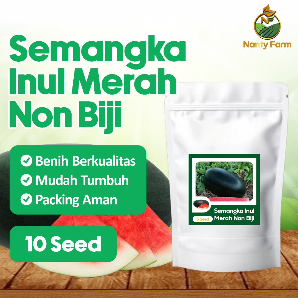 Benih Biji Buah Semangka Inul Merah Non Biji F1 Hibrida 5 Biji
