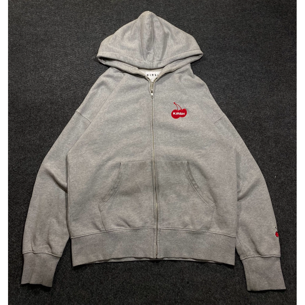 Kirsh Cherry Logo Grey Zip-Up Hoodie