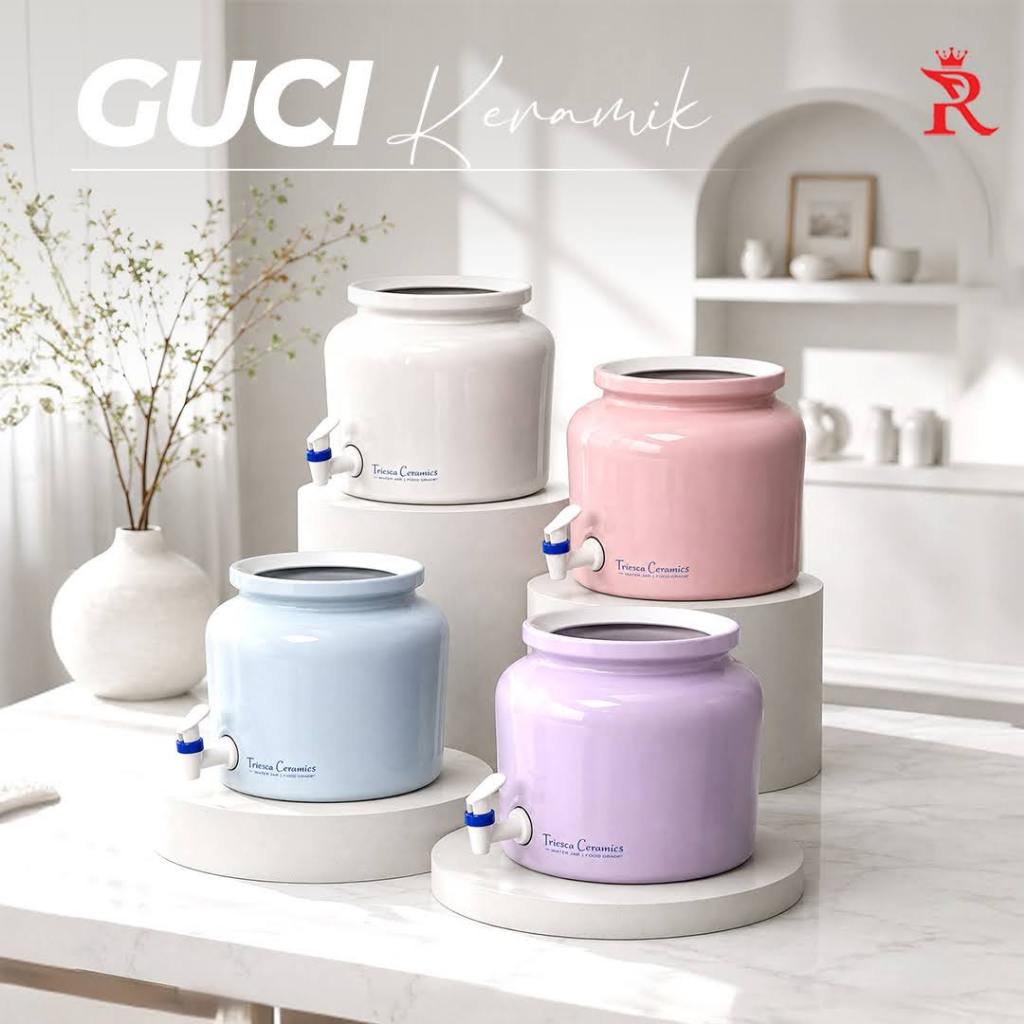 Guci Galon 12 Liter Dispenser Air Gentong Air Keramik Polos Trisensa