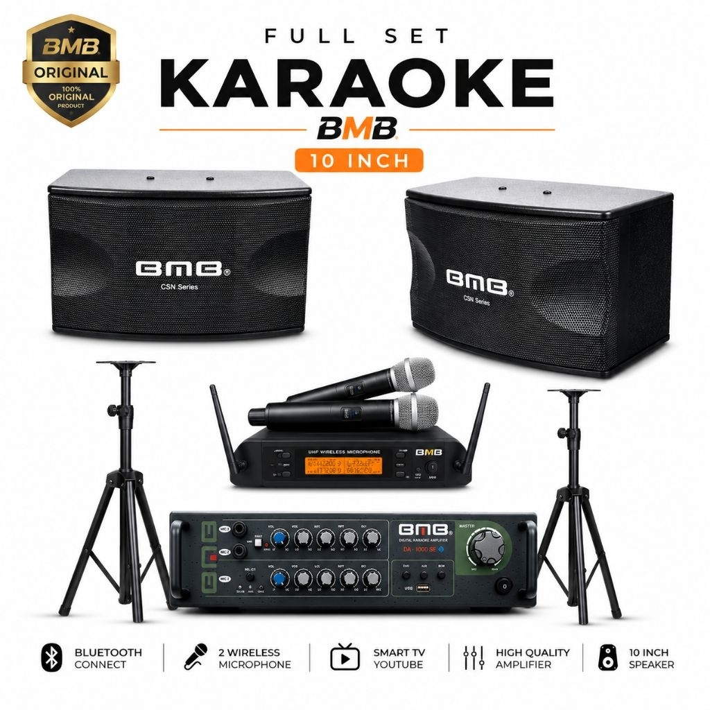 FULL SET KARAOKE BMB 10 INCH ORIGINALSuara Jernih • Bass Mantap • Siap Karaoke di Rumah