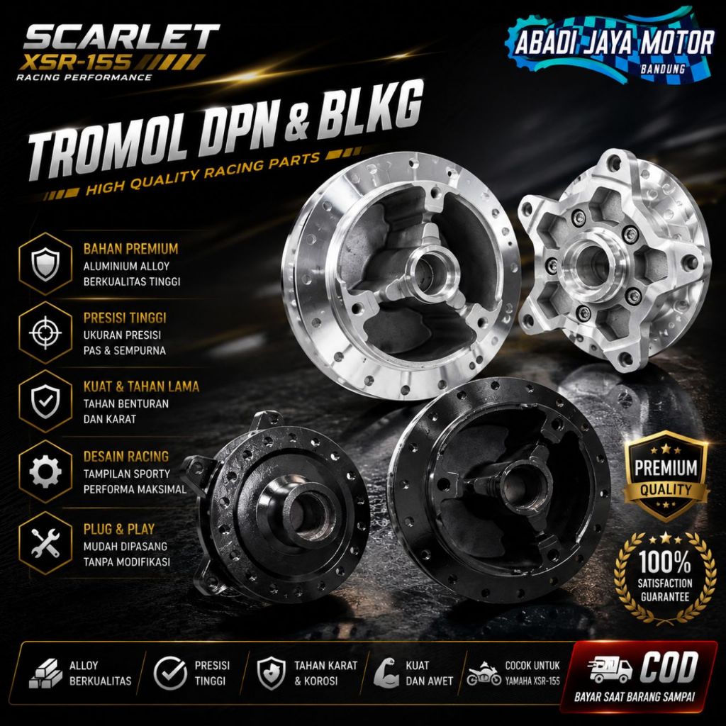 Scarlet Racing - Tromol Trombol Hub Depan Belakang Set XSR 155