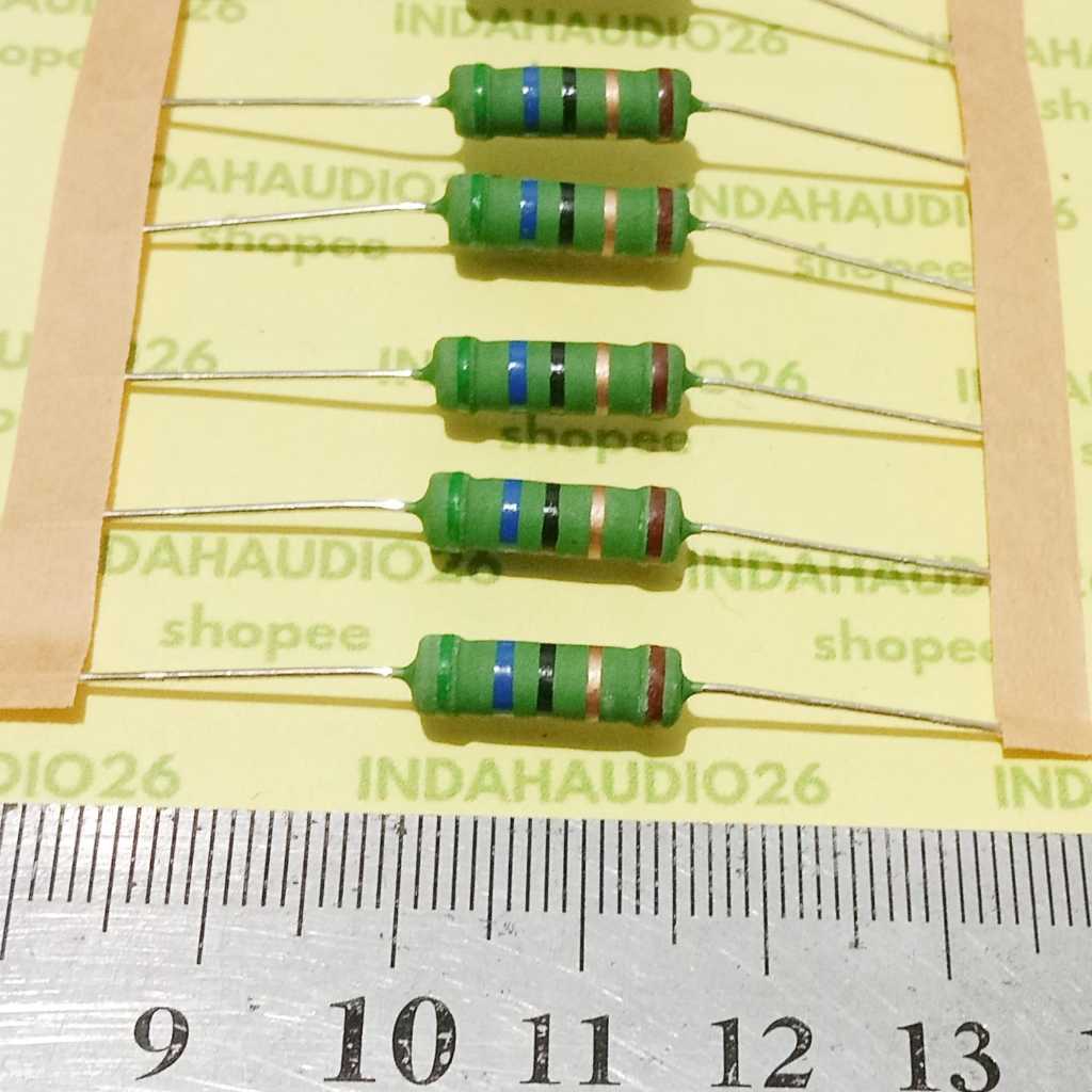 RENCENG HIJAU  56R 2W 1% KAKI TEMBAGA METAL FILM resistor 56 OHM 2 watt  56 R  2 w 2watt 1 persen