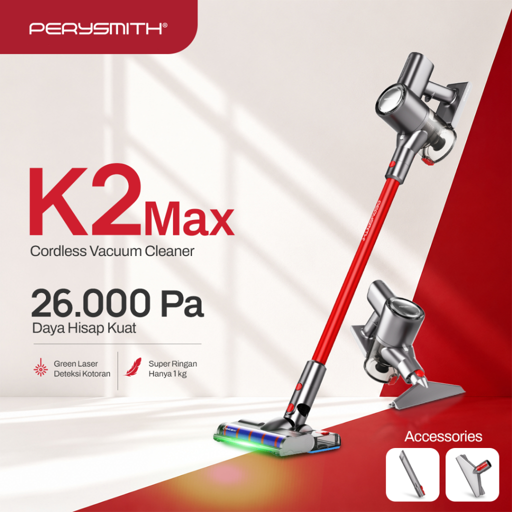 PerySmith K2 Max Cordless 26000Pa Vacuum Cleaner Home Vakum Penyedot Portable Vakum Sedot Debu