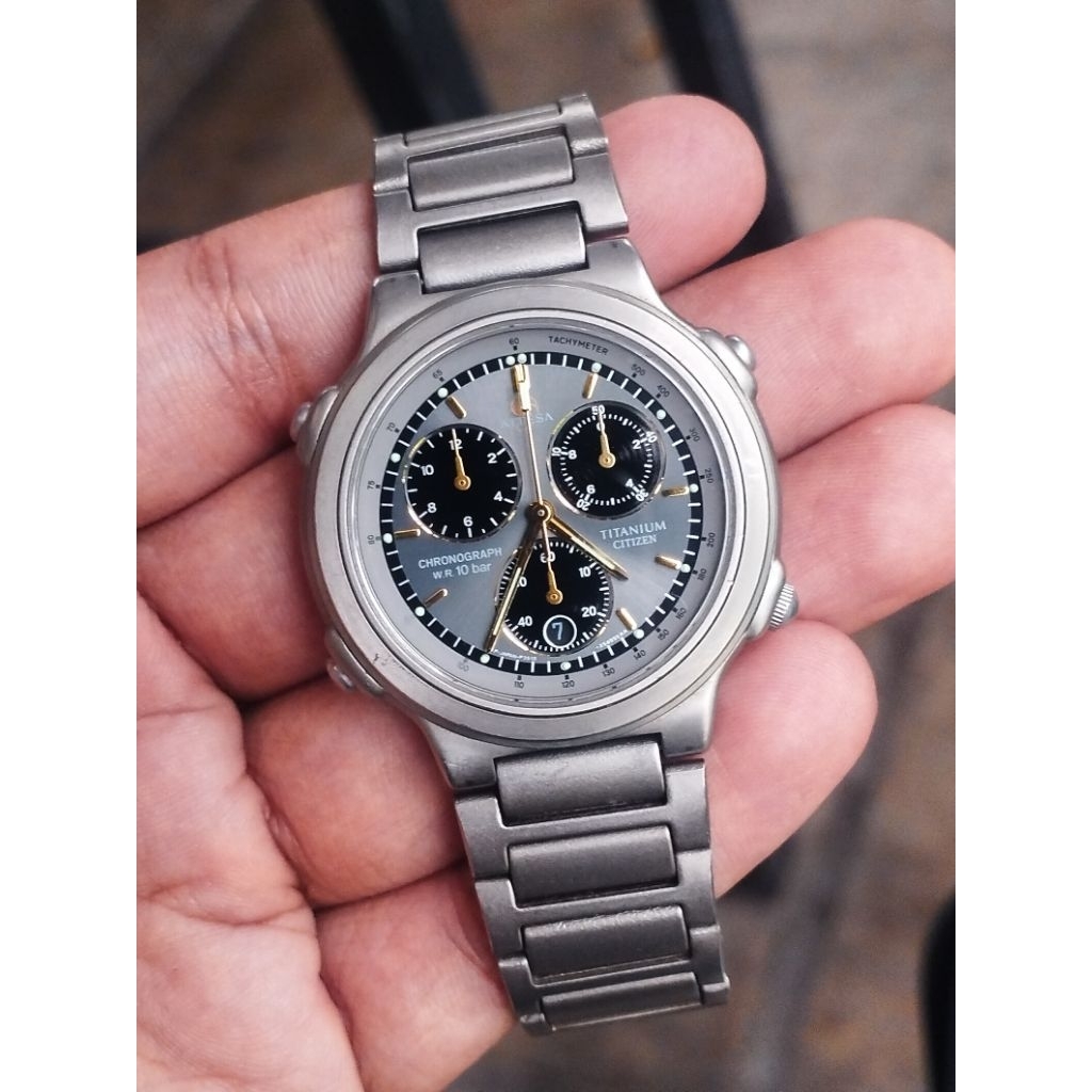 JDM. Jam Tangan CITIZEN ATTESA Chronograph - Full Titanium - 10BAR - Antimagnetic