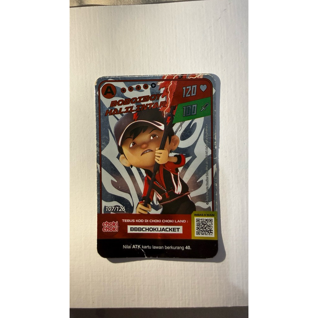 Kartu Boboiboy Halilintar (foil/holo) Choki Choki