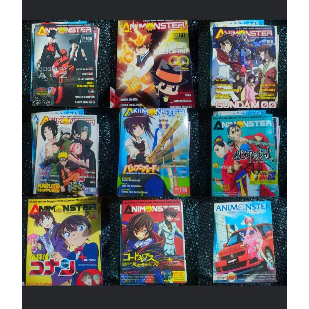 Majalah Animonster Th.2008 & 2009 Vol.106,107,108,109,110,112,113,114,120 (Tanpa Bonus)
