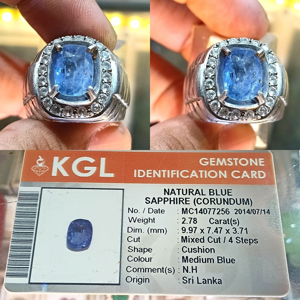 natural blue sapphire medium blue no heated Srilanka memo KGL